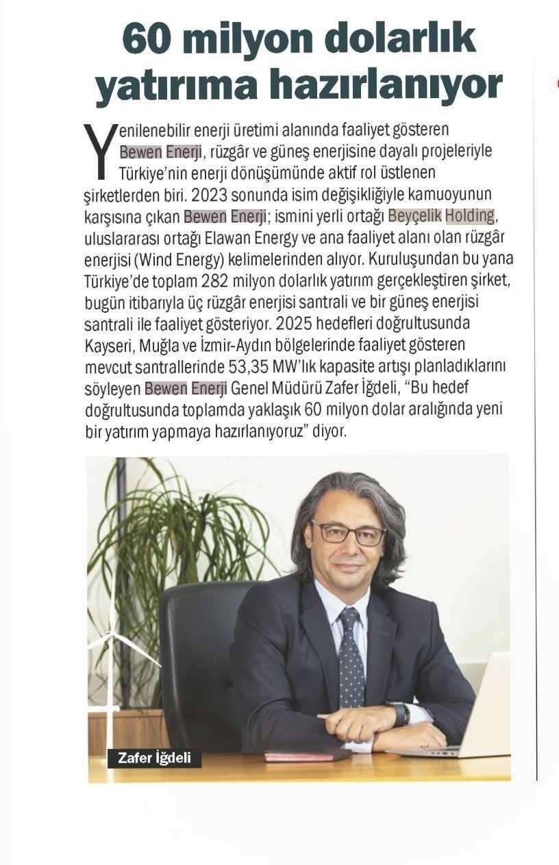 60 Milyon Dolarlık Yatırıma Hazırlanıyor